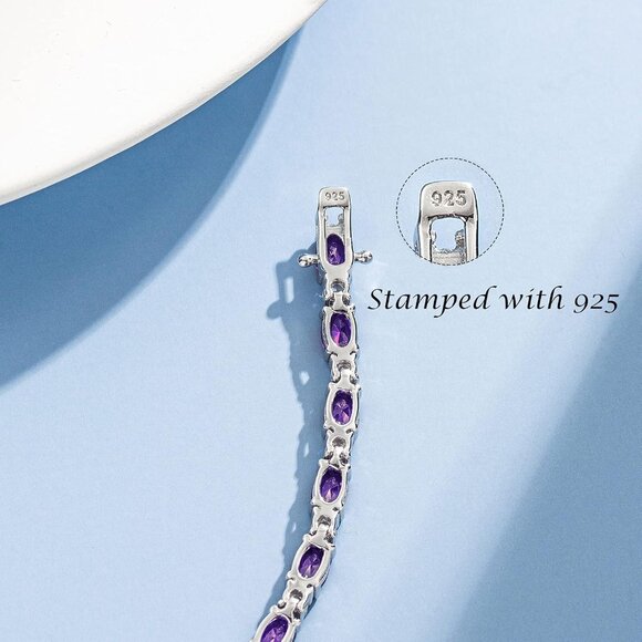 Birthstone Bracelets Sterling Silver Tennis Bracelets Charm Fine Jewelry Valenti - Picture 5 of 6